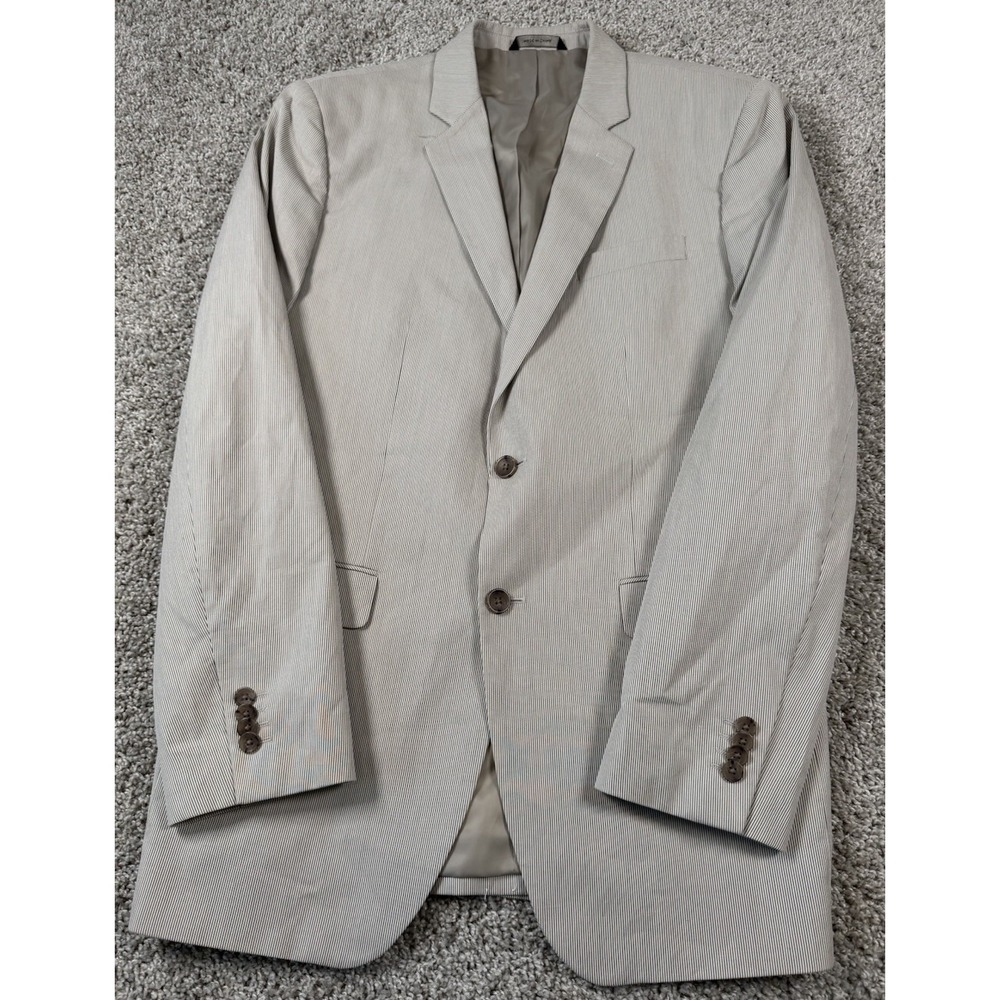 Banana Republic‎ Tailored Fit Mens Striped Blazer Tan White 42 Long